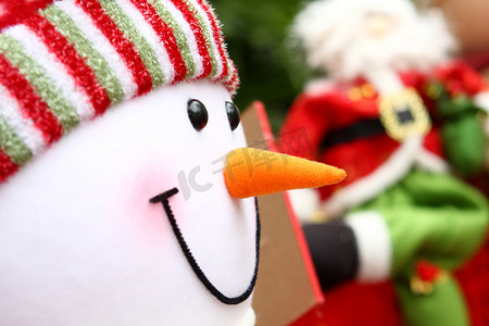 卡通礼物和摄影照片_圣诞节背景与圣诞老人和 snowm