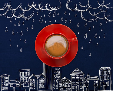 红杯咖啡的合成图像