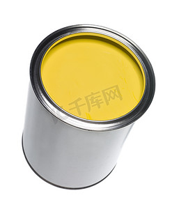 曲线黄色曲线摄影照片_黄色油漆罐