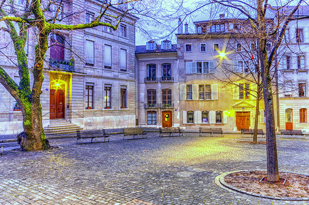 Court Saint-Pierre 在旧城，日内瓦，瑞士，HDR