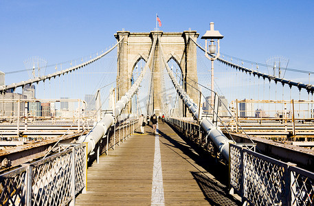 布鲁克林大桥摄影照片_布鲁克林大桥，曼哈顿，纽约市，美国