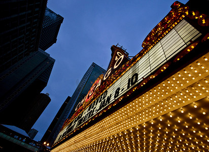 芝加哥市中心城市夜景摄影