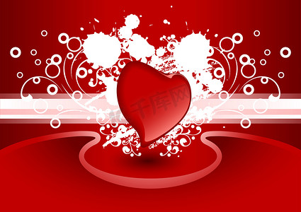 创意情人节贺卡用红色的心，矢量