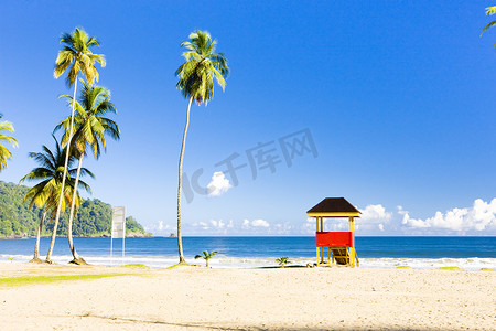 海滩上的小屋，马拉卡斯湾，特立尼达