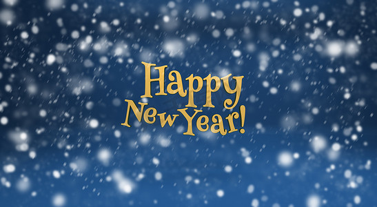 活动集市背景摄影照片_蓝色背景下的新年快乐和雪