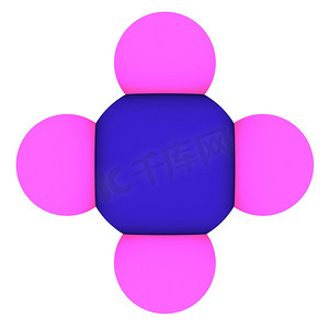 孤立的甲烷 3d 模型-CH4 分子