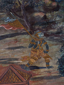 寺庙上的复古传统泰式艺术画