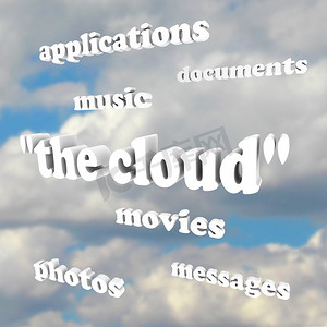 天空照片电影文件应用中的云计算词