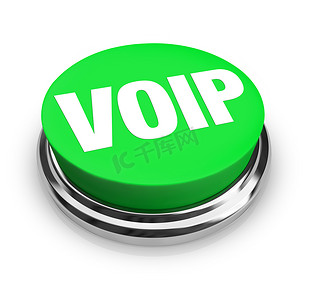 绿色圆形按钮上的 VOIP 词或首字母缩写词