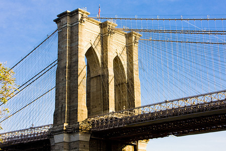 布鲁克林大桥摄影照片_美国纽约市曼哈顿布鲁克林大桥的细节