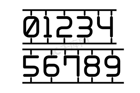 在白色背景下隔离的玩具风格中的数字 0 到 9