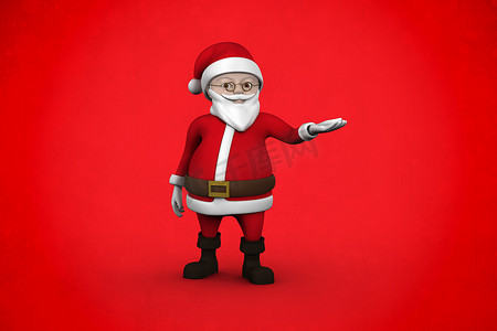 圣诞节红色卡通摄影照片_可爱卡通圣诞老人的合成形象