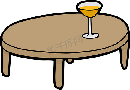 手绘桌子摄影照片_带酒杯的桌子