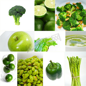 好评合集摄影照片_绿色健康食品拼贴合集