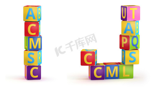 abc公司摄影照片_由 abc 立方体制成的字母 J