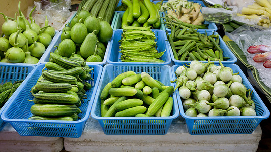 种植水果摄影照片_泰国市场的新鲜有机蔬菜
