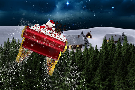 圣诞老人驾驶雪橇的合成图像
