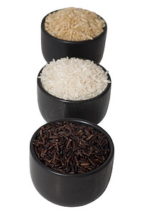 黑米、糙米和白米