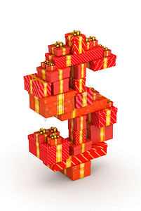 周年3d字体摄影照片_从礼物的美元符号