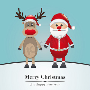 驯鹿红鼻子和圣诞老人