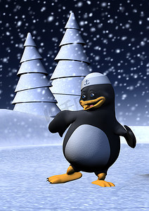 卡通的企鹅摄影照片_跳舞的企鹅