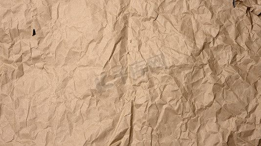 皱巴巴的空白棕色包装牛皮纸，设计师的复古质感
