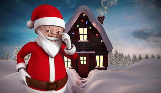 水冰月卡通摄影照片_可爱卡通圣诞老人的合成形象