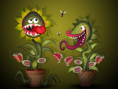 植物插画摄影照片_食虫植物插画