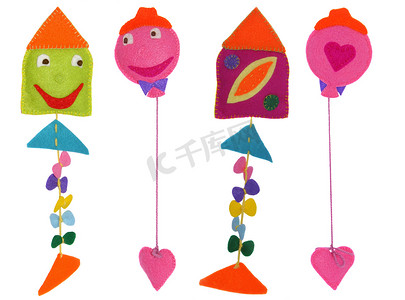 风筝玩具摄影照片_风筝和气球