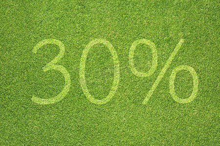 绿草纹理和背景上的百分比图标