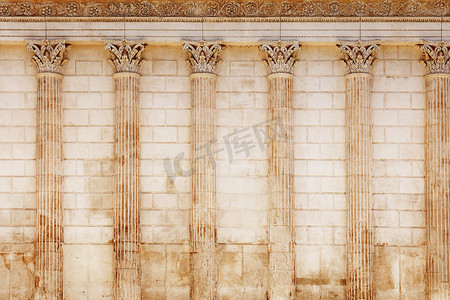 古色古香的罗马寺庙墙壁背景