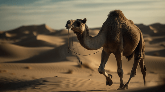沙漠追逐的骆驼