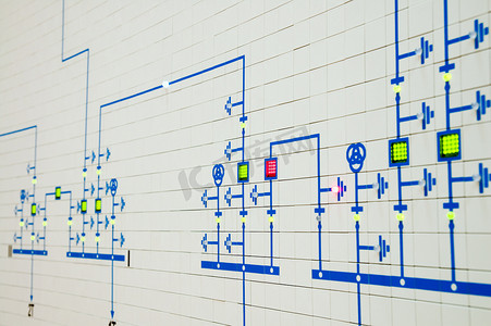 电气自动化摄影照片_现代电气方案的一部分在控制室