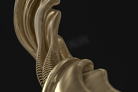 3d 渲染，金色金属波面