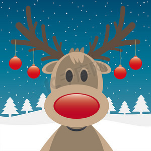 驯鹿红鼻子和圣诞球