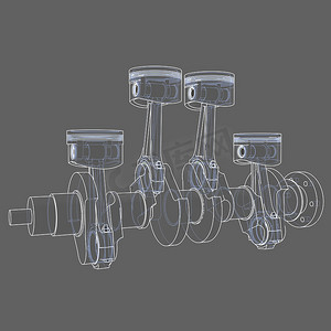 发动机活塞轮廓。 