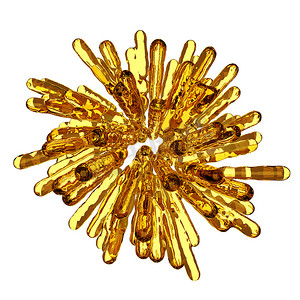 分离的球形抽象形状的金色冷冻液柱