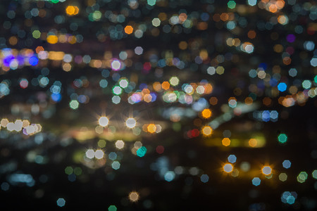 抽象，美丽的城市夜景，散景灯