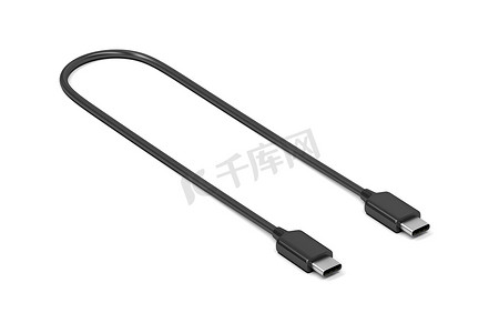 usb调试摄影照片_黑色 USB-C 数据线