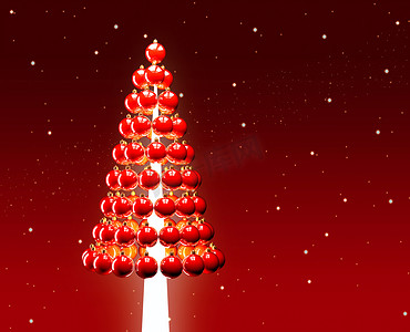 圣诞树有光泽的红色小玩意 3d 渲染