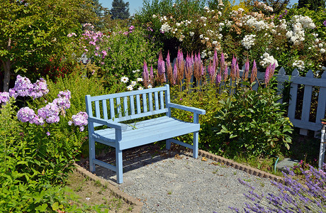 蓝色花园长凳