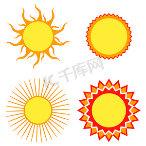 套太阳设计元素传染媒介例证。