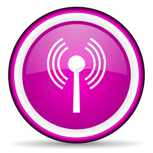 手机蓝牙wifi摄影照片_白色背景上的 wifi 紫色光泽图标