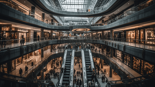 店铺场景摄影照片_城市商场大气虚化场景