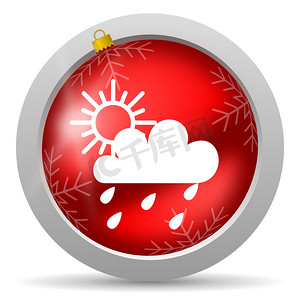 大气圣诞红色摄影照片_白色背景上的天气红色光泽圣诞图标