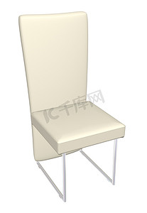 高背皮餐椅，3D 插图