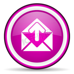 白色背景上的邮件紫色光泽图标