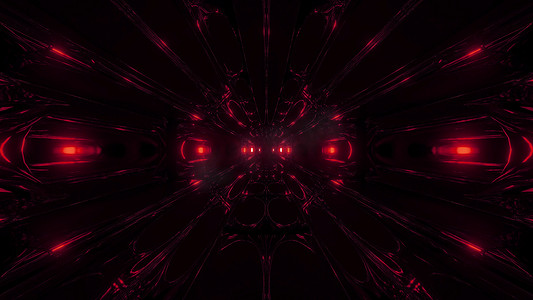 黑暗外星人风格科幻太空隧道走廊3d渲染壁纸背景