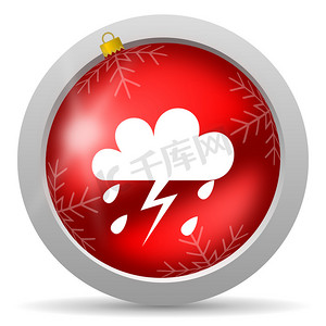 白色背景上的天气红色光泽圣诞图标