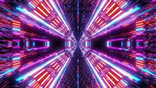 抽象质感的科幻隧道走廊与无尽的灯光 3d 插图墙纸背景 库存图片